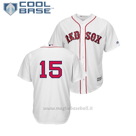 Maglia Baseball Uomo Boston Red Sox Dustin Pedroia Cool Base Replica 1ªBianco